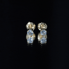 4MM Genuine Aquamarine Solitaire Stud Earrings in Double Claw Prong Setting