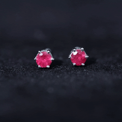 Minimalist Ruby Solitaire Stud Earrings for Women