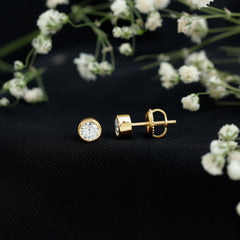 Certified Moissanite Solitaire Stud Earrings in Bezel Setting