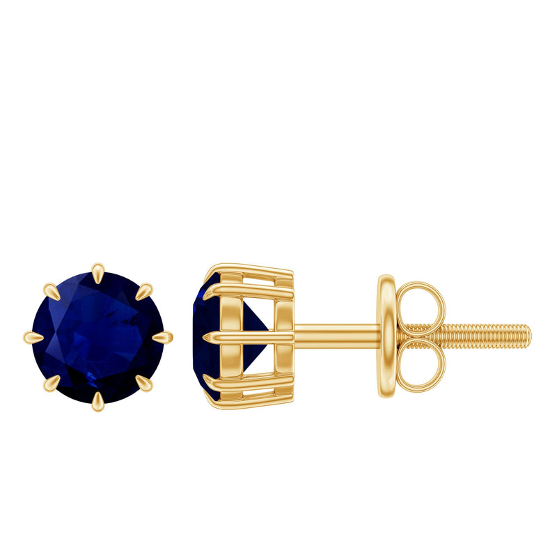 Natural 1.9 Carat Blue Sapphire Solitaire Stud Earrings