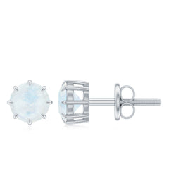 Real 0.7 Carat Moonstone Stud Earrings with Screw Back