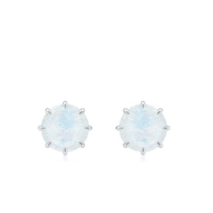 Real 0.7 Carat Moonstone Stud Earrings with Screw Back
