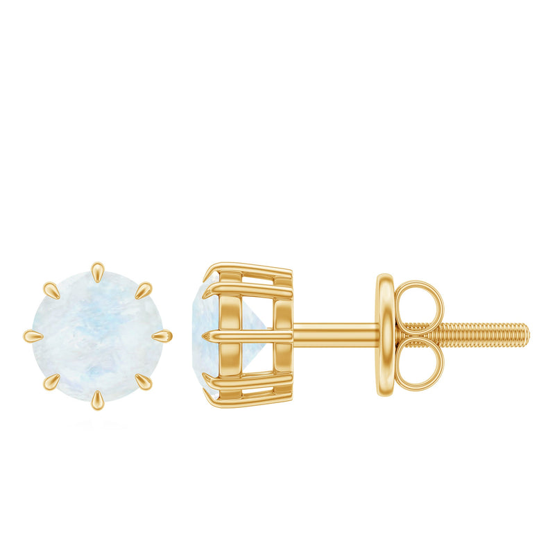 Real 0.7 Carat Moonstone Stud Earrings with Screw Back