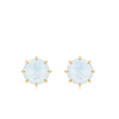 Real 0.7 Carat Moonstone Stud Earrings with Screw Back