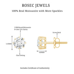Certified 1 Carat Moissanite Studs