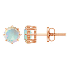 1 Carat Natural Ethiopian Opal Solitaire Stud Earrings