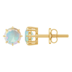 1 Carat Natural Ethiopian Opal Solitaire Stud Earrings