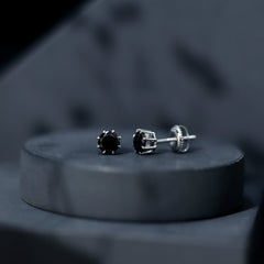 Solitaire 5MM Lab Created Black Diamond Stud Earrings