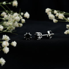 Solitaire 5MM Lab Created Black Diamond Stud Earrings