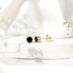 Solitaire 5MM Lab Created Black Diamond Stud Earrings