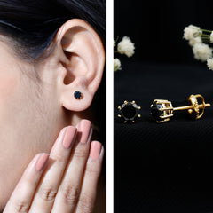 Solitaire 5MM Lab Created Black Diamond Stud Earrings