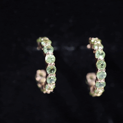 Natural 3.84 Carat Round Shape Peridot Hoop Earrings For Women