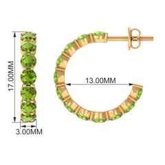 Natural 3.84 Carat Round Shape Peridot Hoop Earrings For Women