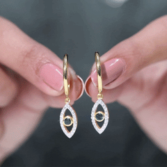 Real London Blue Topaz and Diamond Evil Eye Hoop Earrings
