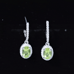 2 Carat Claw Set Peridot and Moissanite Drop Hoop Earrings