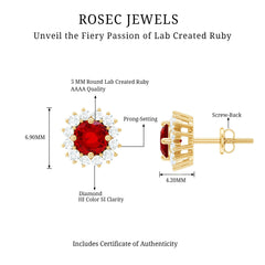 Lab Created Ruby and Diamond Everyday Stud Earrings for Women