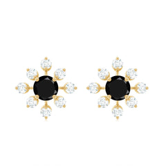 Certified Real Black Onyx Diamond Snowflake Earrings for Christmas