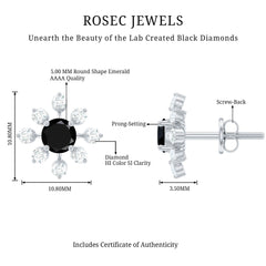 Lab Created Black and White Diamond Flower Stud Earrings