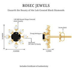 Lab Created Black and White Diamond Flower Stud Earrings