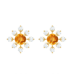 Certified Real Citrine Snowflake Earrings with Moissanite