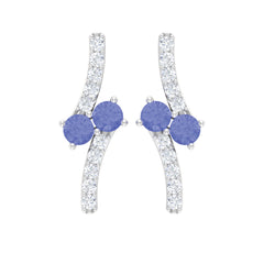 Real Tanzanite and Diamond Stud Earrings with Certificate