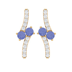 Real Tanzanite and Diamond Stud Earrings with Certificate