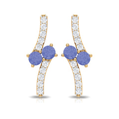 Real Tanzanite and Diamond Stud Earrings with Certificate