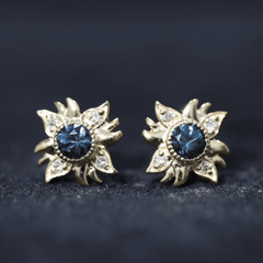 London Blue Topaz and Diamond Sunburst Stud Earrings