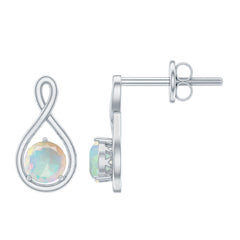 Genuine Ethiopian Opal Infinity Stud Earrings with Certificate
