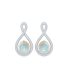 Genuine Ethiopian Opal Infinity Stud Earrings with Certificate