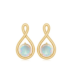 Genuine Ethiopian Opal Infinity Stud Earrings with Certificate