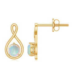 Genuine Ethiopian Opal Infinity Stud Earrings with Certificate