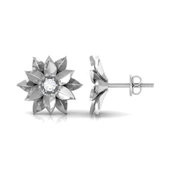 Round Cut Natural Diamond Flower Stud Earrings