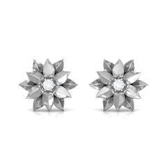 Round Cut Natural Diamond Flower Stud Earrings