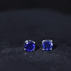Lab Grown Blue Sapphire Vintage Stud Earrings with Certificate