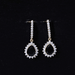 Black Onyx and Moissanite Bridal Teardrop Earrings