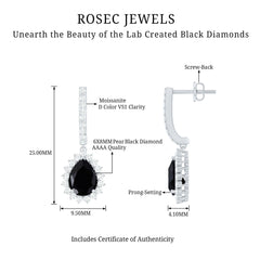 Lab Created Black Diamond Teardrop Hoop Earrings