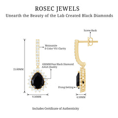 Lab Created Black Diamond Teardrop Hoop Earrings