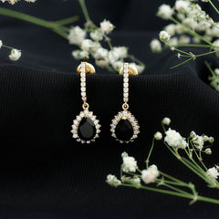 Lab Created Black Diamond Teardrop Hoop Earrings