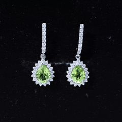 Peridot and Moissanite Bridal Teardrop Earrings