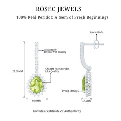 Peridot and Moissanite Bridal Teardrop Earrings