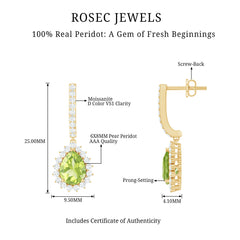 Peridot and Moissanite Bridal Teardrop Earrings