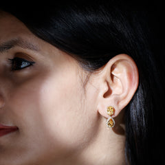 Natural 4.2 Carat Citrine and Diamond Teardrop Earrings