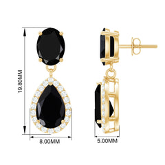 3.75 CT Black Onyx and Diamond Dangle Drop Earrings
