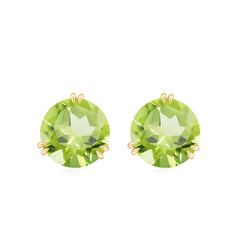 Natural 4 Carat August Birthstone Peridot Stud Earrings with Screw Back