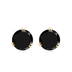 Real Black Onyx December Birthstone Earrings with Screw Back