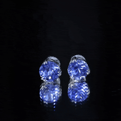 5 Carat Lab Created Blue Sapphire Solitaire Stud Earrings
