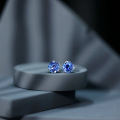5 Carat Lab Created Blue Sapphire Solitaire Stud Earrings