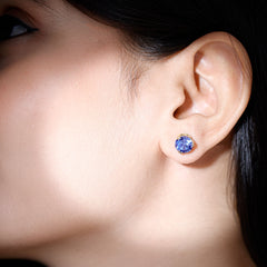 5 Carat Lab Created Blue Sapphire Solitaire Stud Earrings