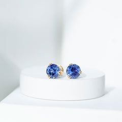 5 Carat Lab Created Blue Sapphire Solitaire Stud Earrings